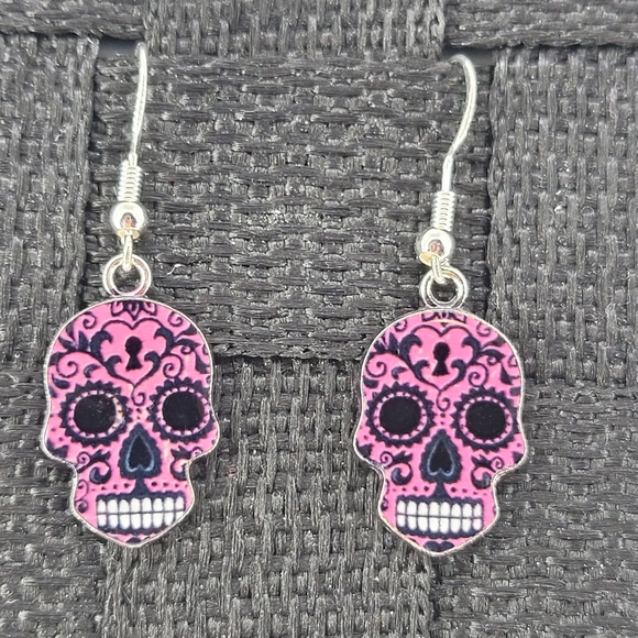 3 Pair Candy Skull Earrings - Picture 4 of 4